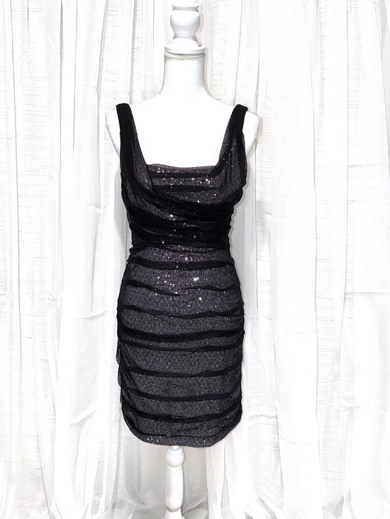 Express Dresses & Skirts - Express Black Sequin Ruched Midi Dress